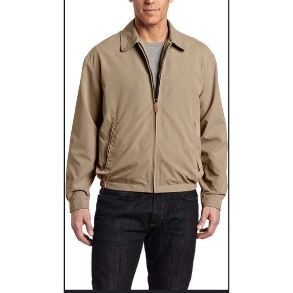 London Fog Men Tan Zip Front Golf Jacket Size M - Picture 1 of 14